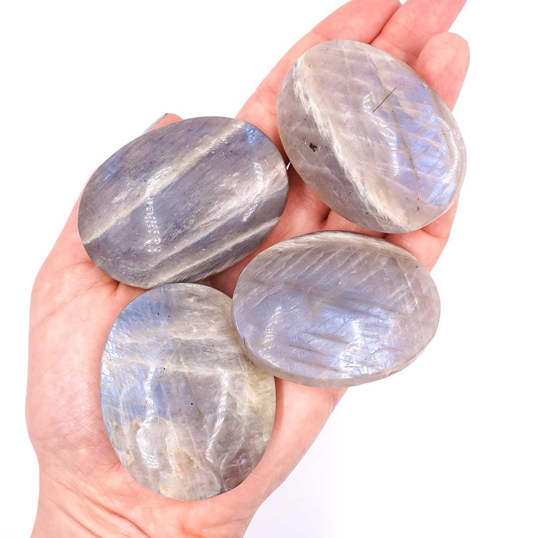 Belomorite Moonstone Palm Stone (premium)